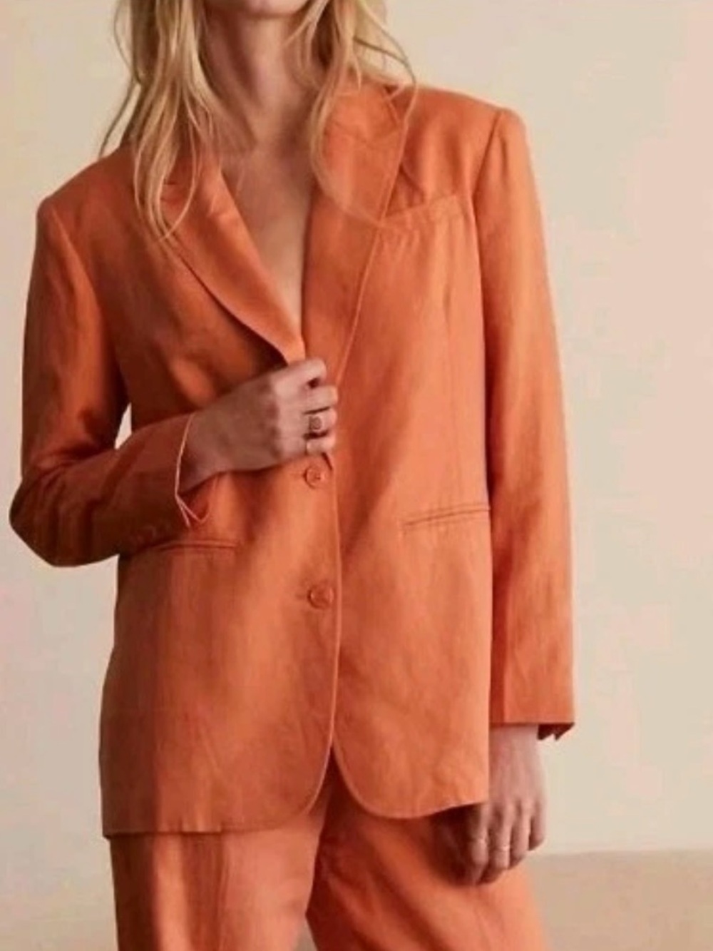 STILE COLLECTION Career Coastal S Crescent Jules Linen Bld Blazer Jacket Capsule